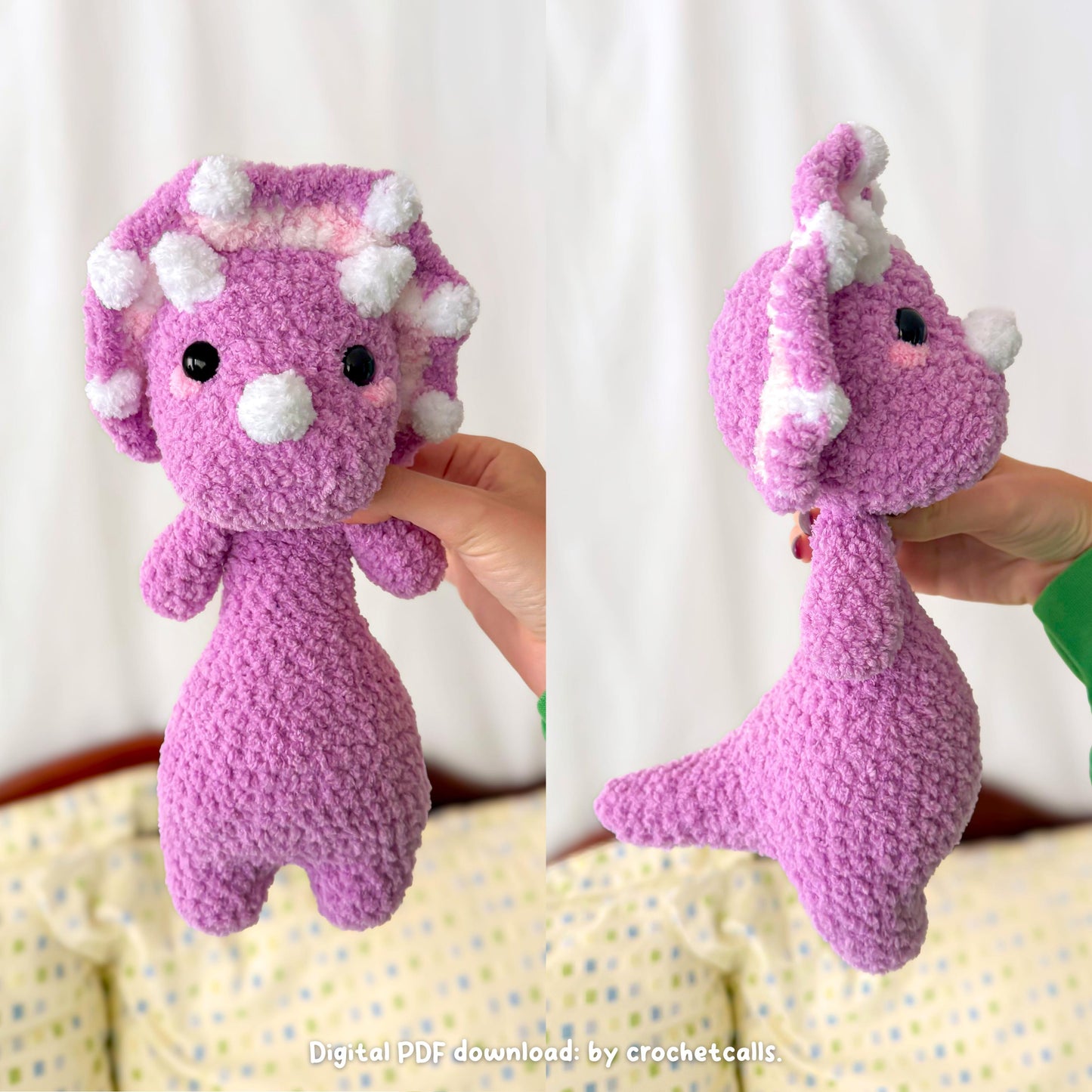 Soup Belly Triceratops Pattern | No Sew Crochet Amigurumi PDF