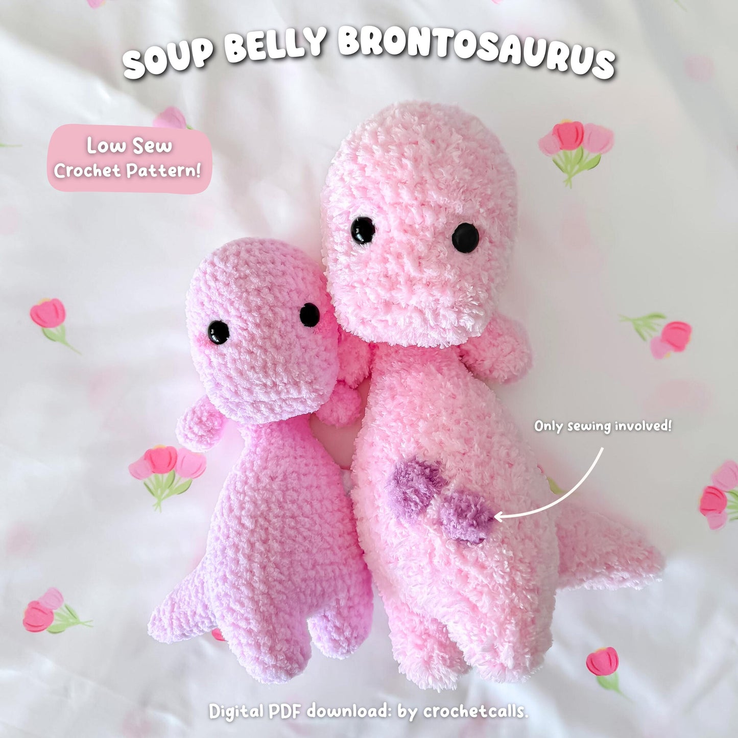 Soup Belly Brontosaurus Pattern | Low Sew Crochet Amigurumi PDF