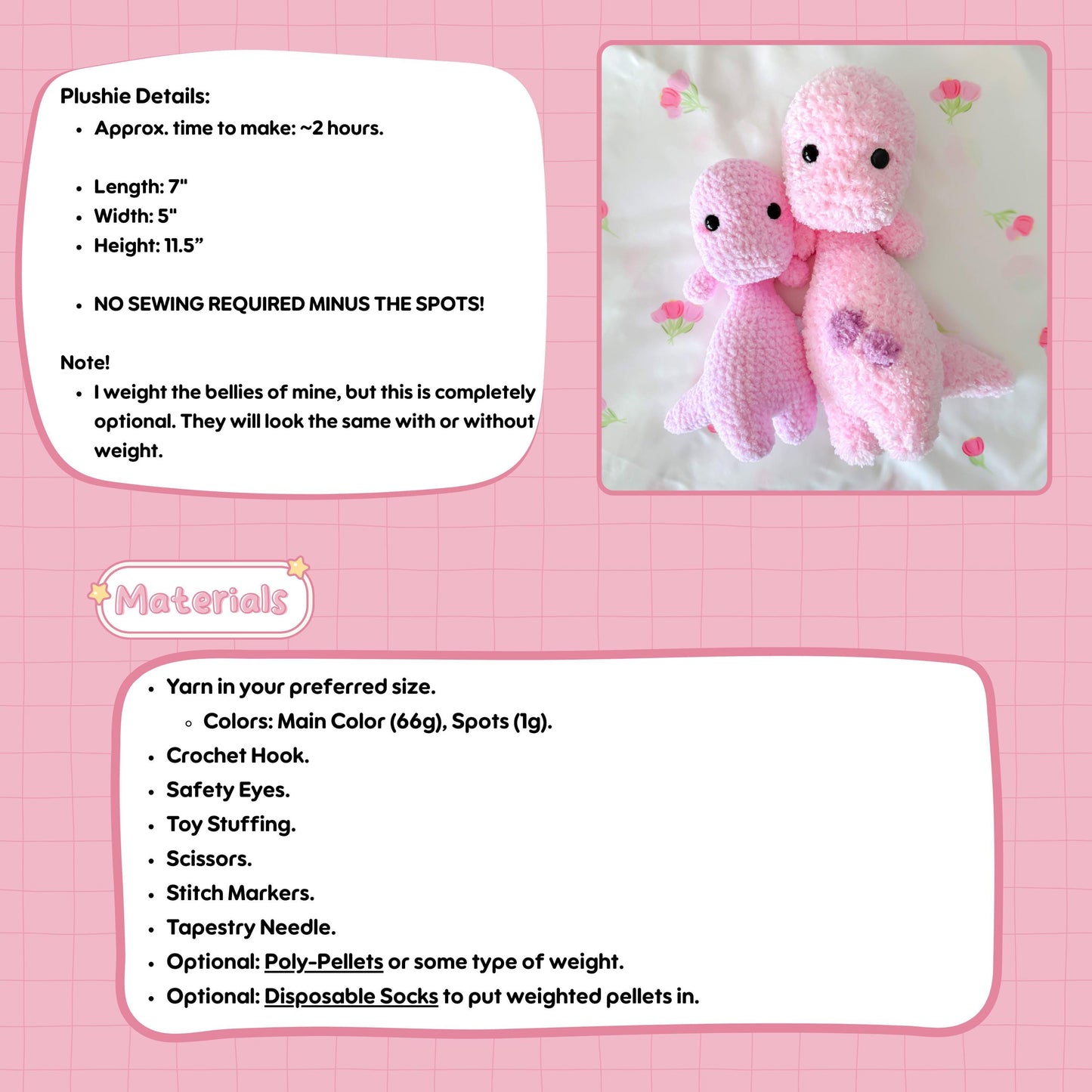 Soup Belly Brontosaurus Pattern | Low Sew Crochet Amigurumi PDF