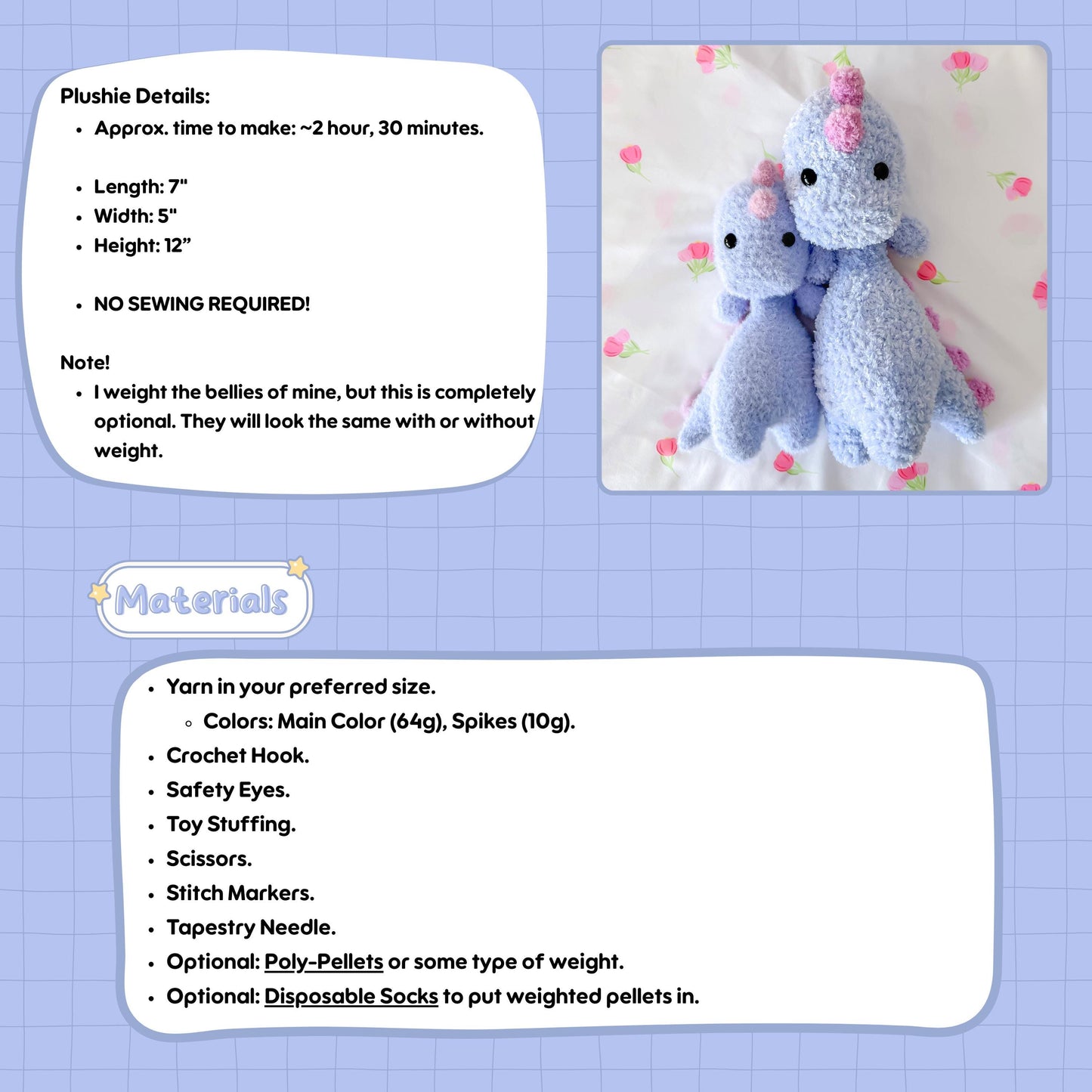Soup Belly Stegosaurus Pattern | No Sew Crochet Amigurumi PDF