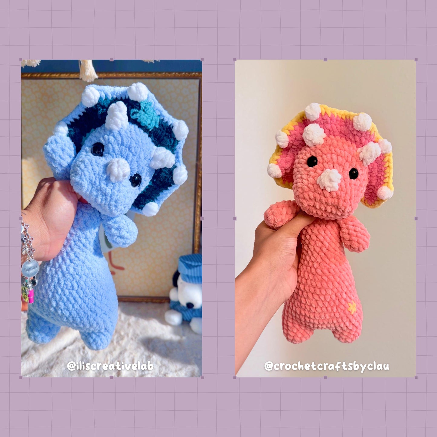 Soup Belly Triceratops Pattern | No Sew Crochet Amigurumi PDF