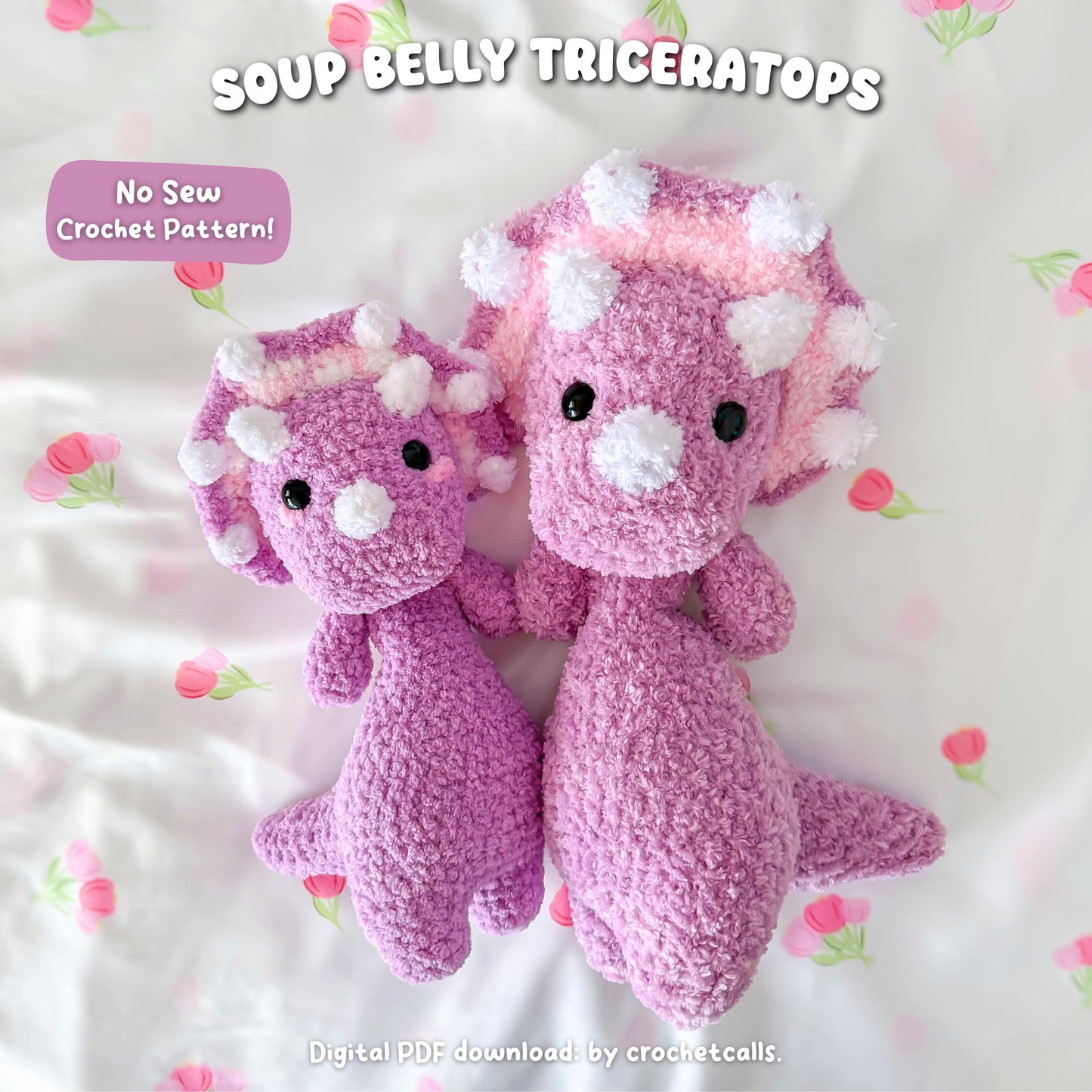Soup Belly Triceratops Pattern | No Sew Crochet Amigurumi PDF