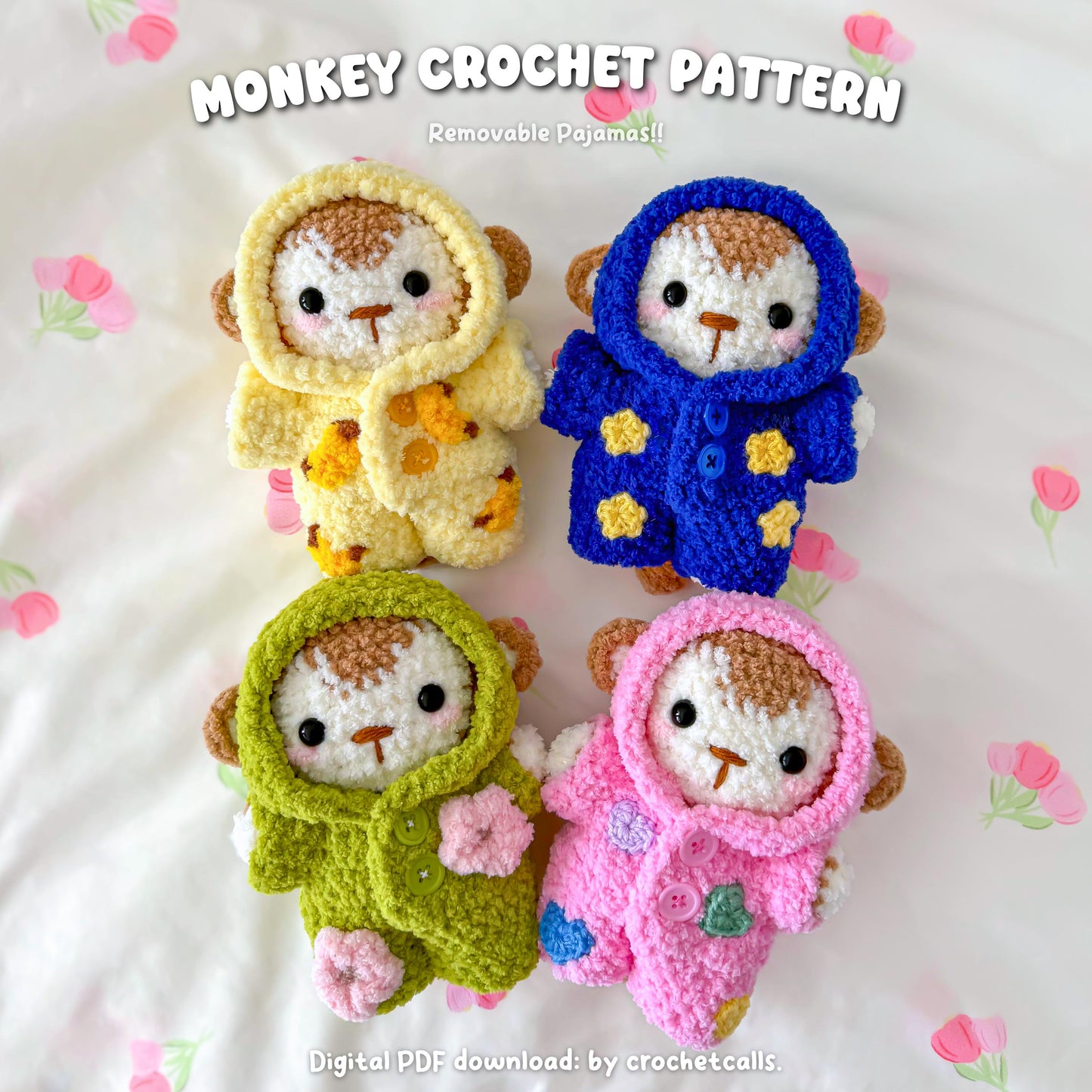 Monkey in Pajamas Crochet Pattern | Amigurumi PDF