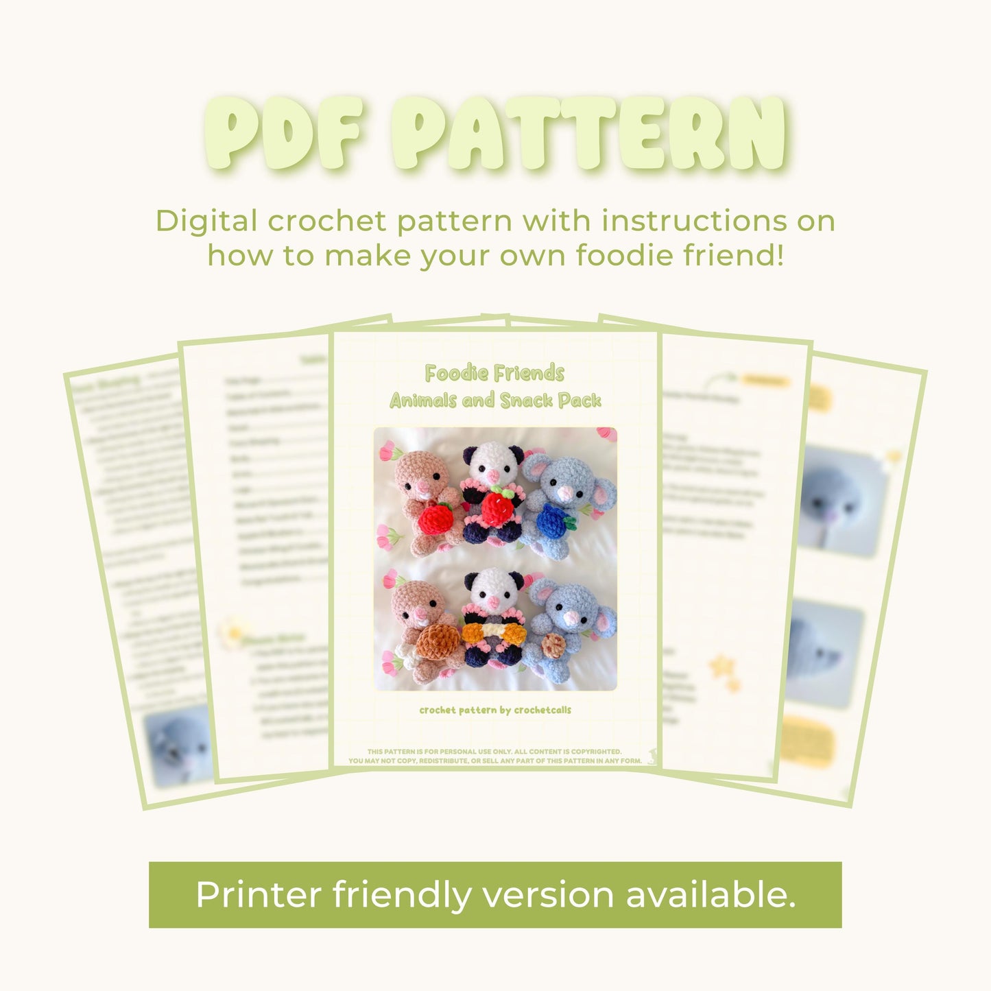 Animals & Snacks Crochet Pattern Bundle | Opossum, Mouse, Mole Rat (PDF Download)