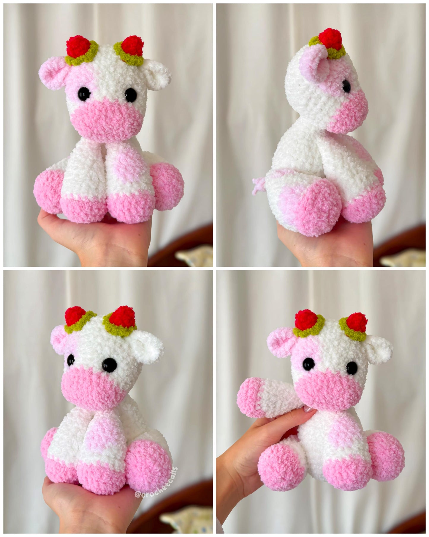 Fruit Cow Crochet Pattern | Strawberry and Blueberry Amigurumi Cows (PDF Download)