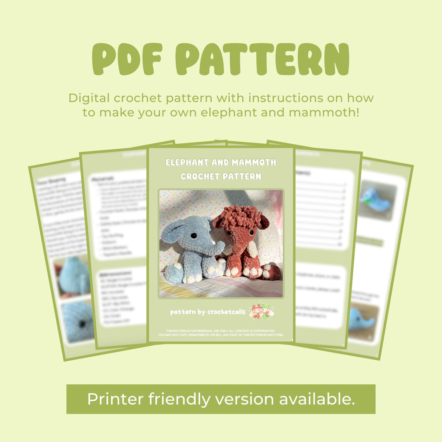Elephant and Mammoth Crochet Pattern | Amigurumi Animals (PDF Download)