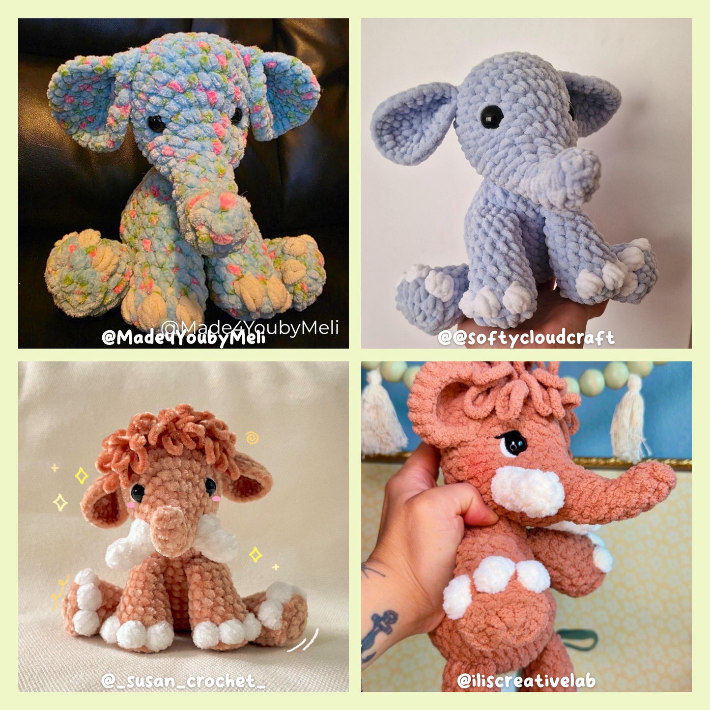 Elephant and Mammoth Crochet Pattern | Amigurumi Animals (PDF Download)