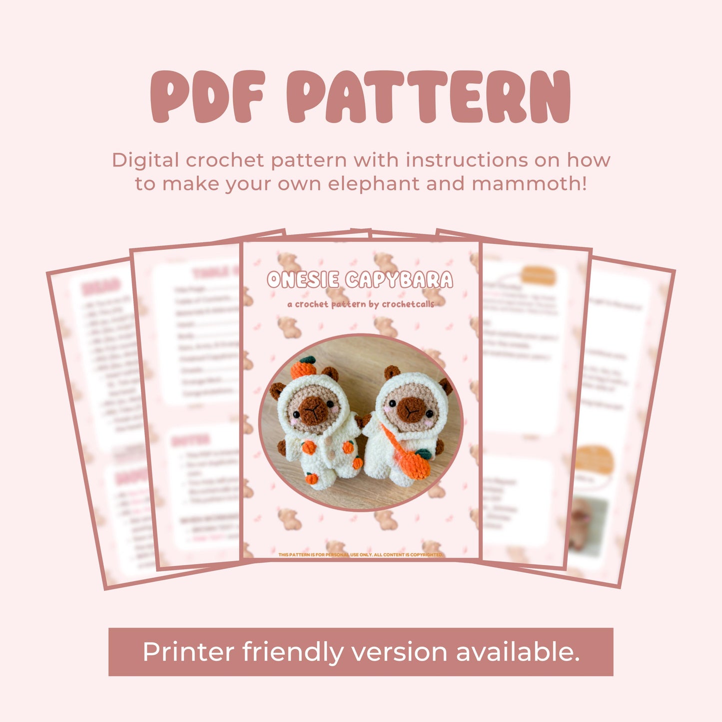 Capybara in Pajamas Crochet Pattern | Amigurumi PDF